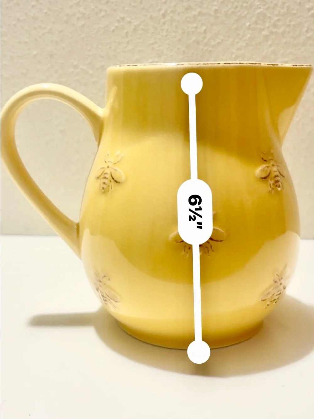 Matceramica Yellow Embossed Bee Ceramic Pitcher, made in Portugal-Dining